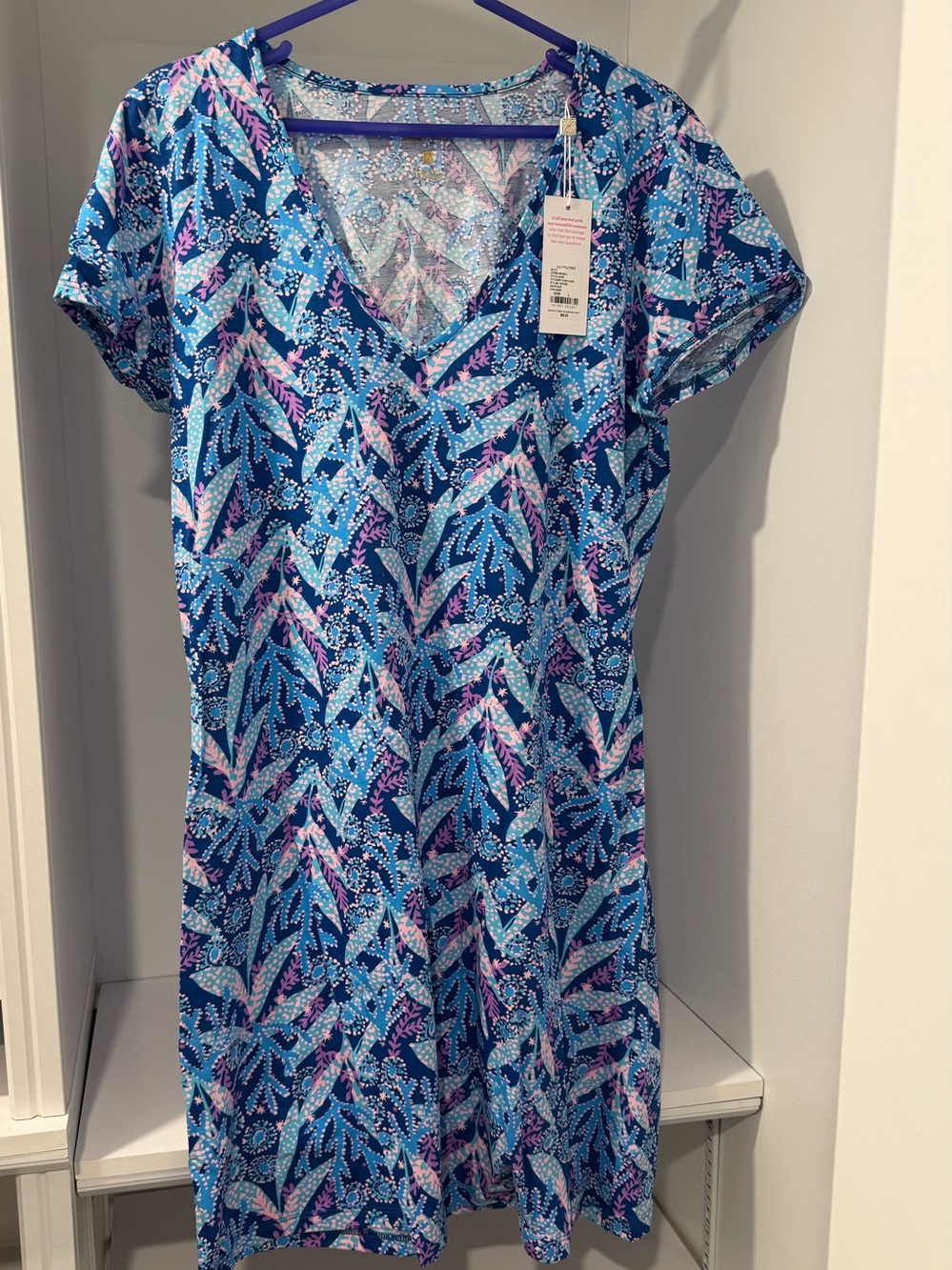 Lilly Pulitzer Blue & Pink Etta short sleeve Dress NWT